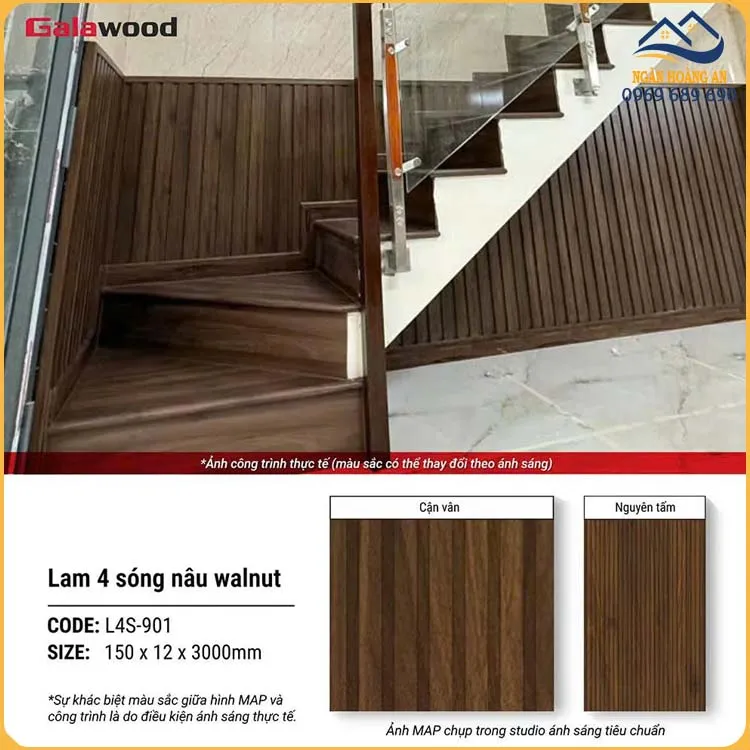 Tấm Ốp Lam Sóng Nhựa Giả Gỗ Galawood L4S-901